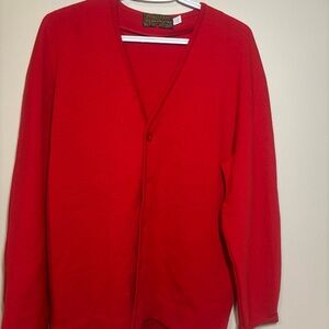 VTG Pendleton Men's Vibrant Red Cardigan pure virgin wool made in USA